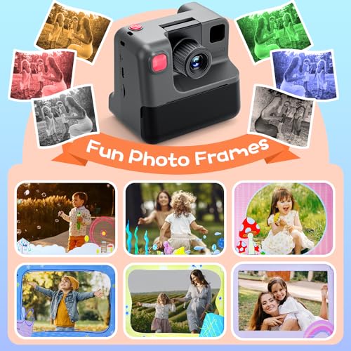Blue FHD Selfie Digital Video Camera with 3 Rolls Print Paper & 32G Card H684327