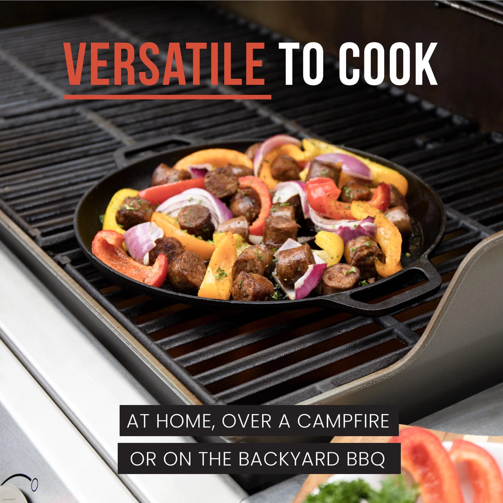 Black 12 in x 14 in x 1 in Cast Iron Baking Pizza Pan O698
