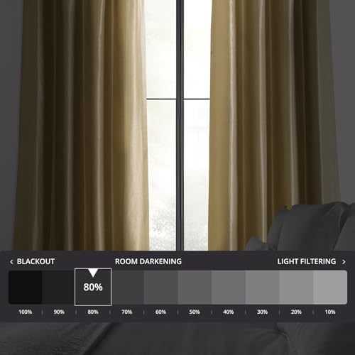 Ruched Faux Dupioni Silk Curtains 50 X 96 (1 Panel), Flax Gold Z878