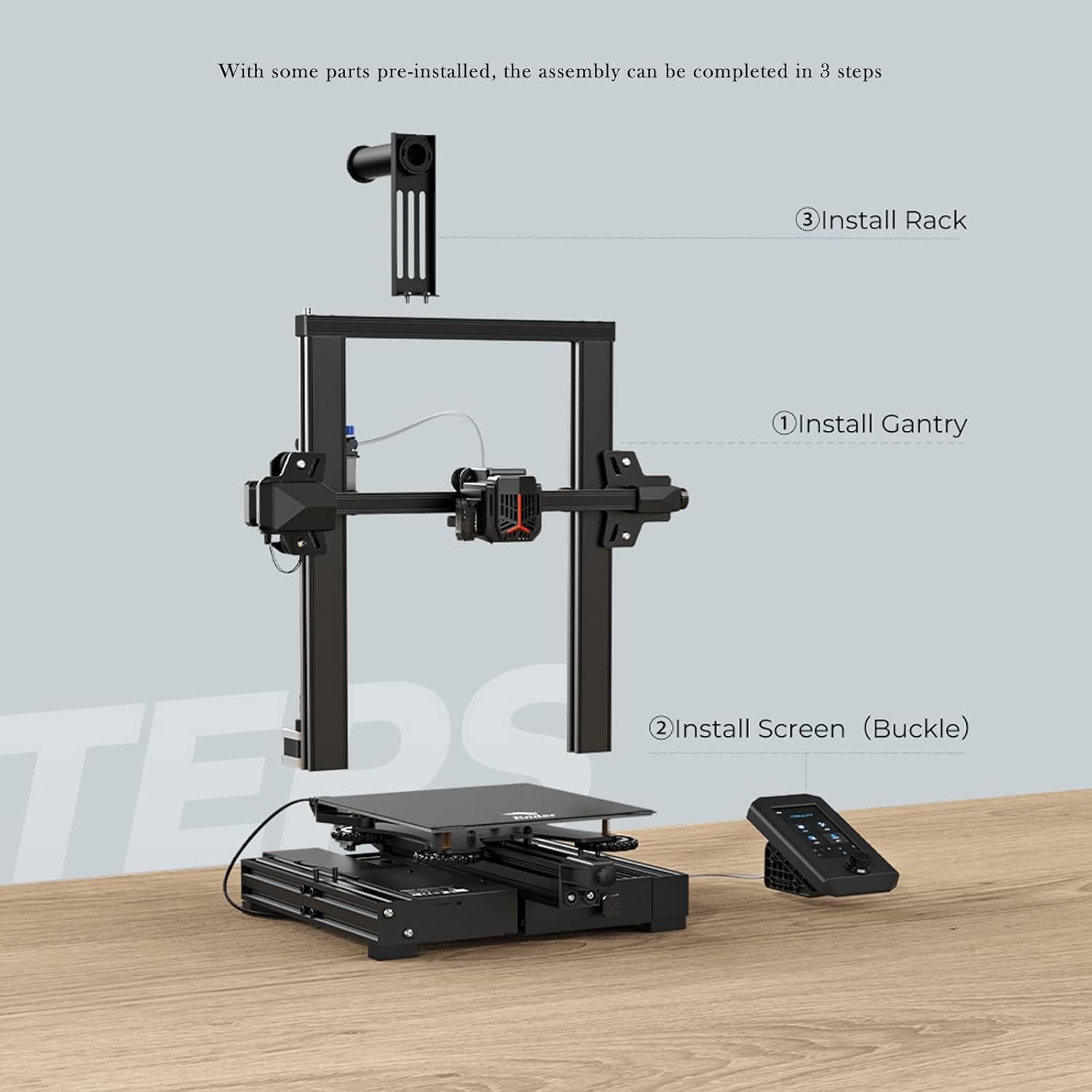 3D Printer with Auto-Leveling CR-Touch Silent Motherboard Stainless Platform Full-Metal Extruder 220x220x250mm C8844