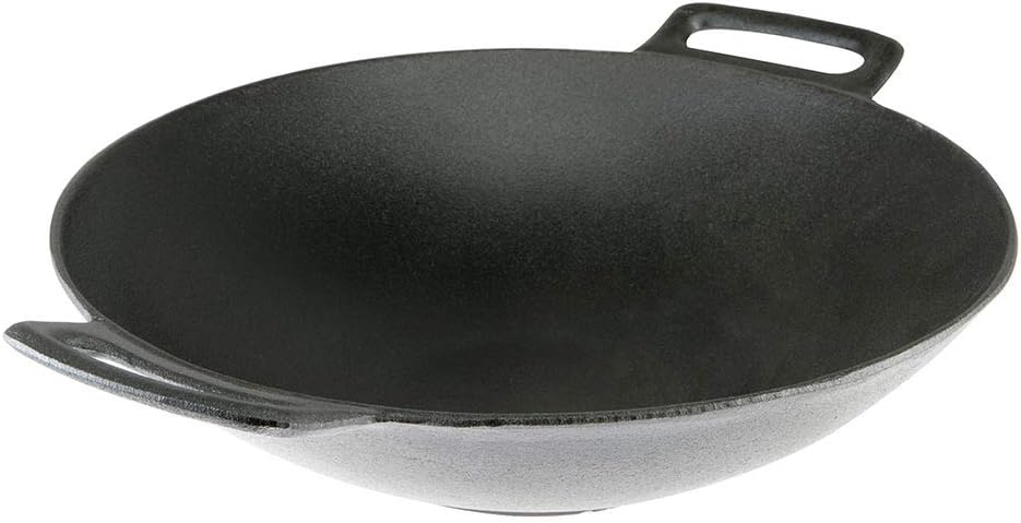 Cast Iron Wok with 2 Handles Black G8628