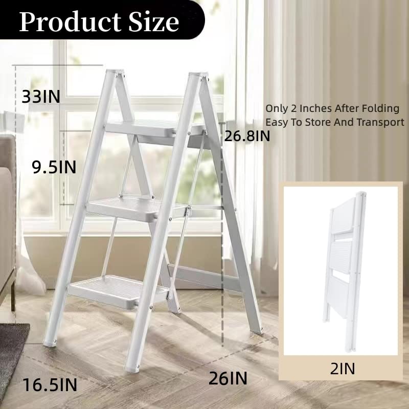 Folding Step Stool with Wide Anti-Slip Pedal, 330lbs Load Capacity K64651