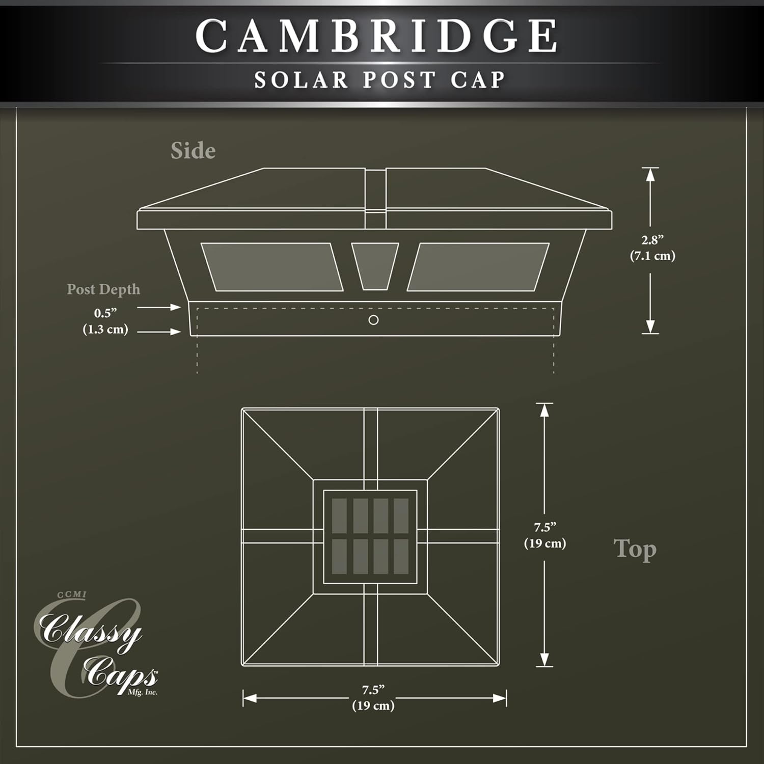 6x6 Brown Aluminum Solar Post Cap U1741