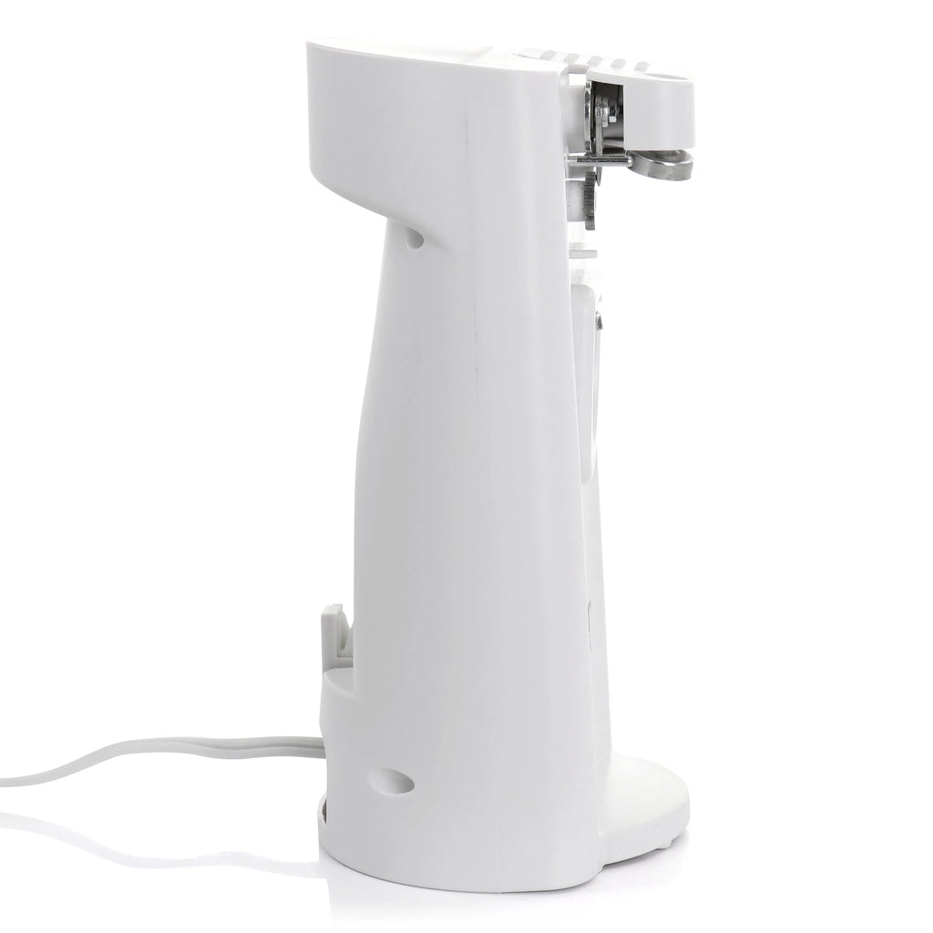 White Electric Can Opener with Knife Sharpener and Bottle Opener T166