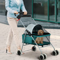 Teal Folding 4-Wheel Dog Stroller D375931