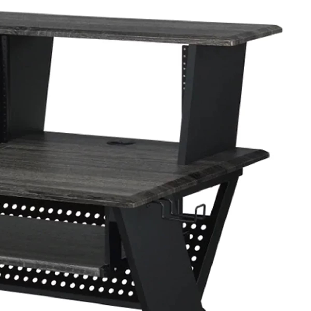 Gray Wood Music Desk Studio Station with Keyboard Tray and Shelves D89655