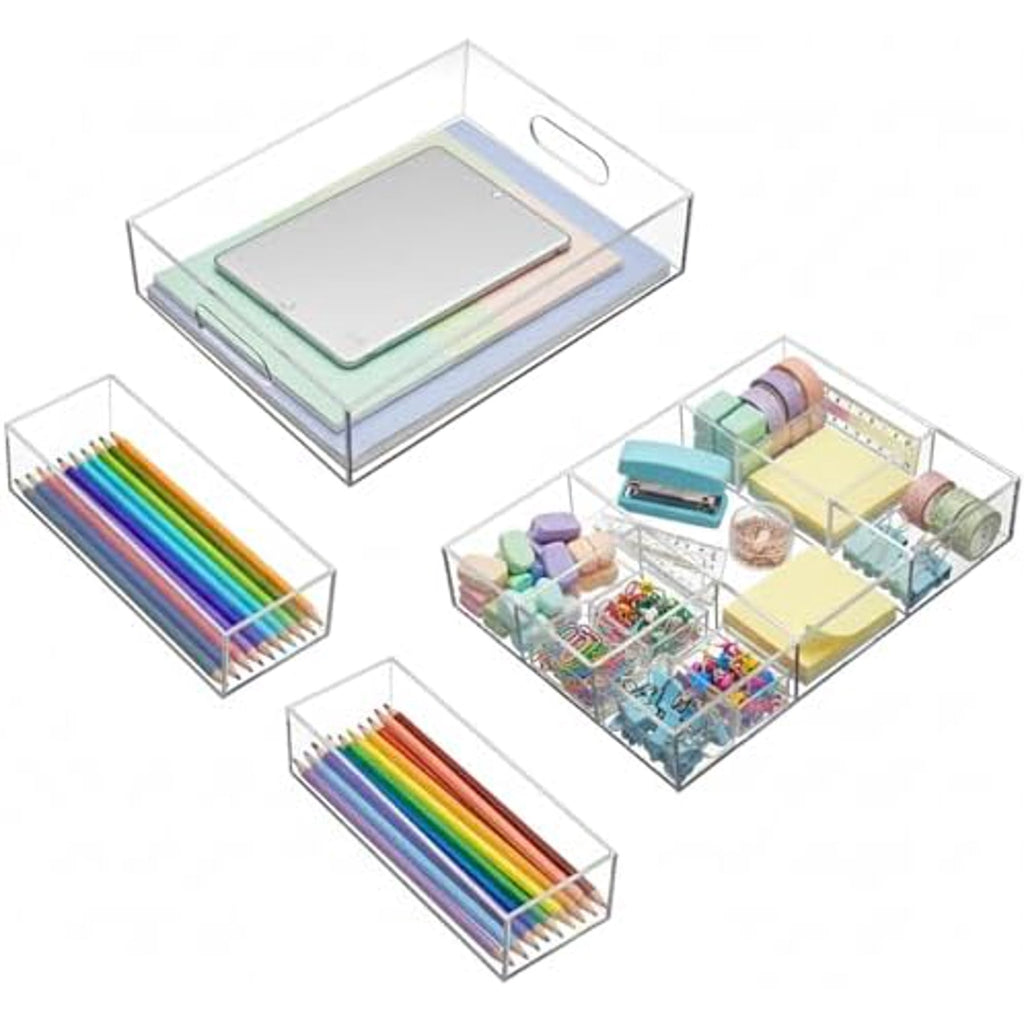 Clear Acrylic Desk Drawer Organizer Set 4 Pack G568