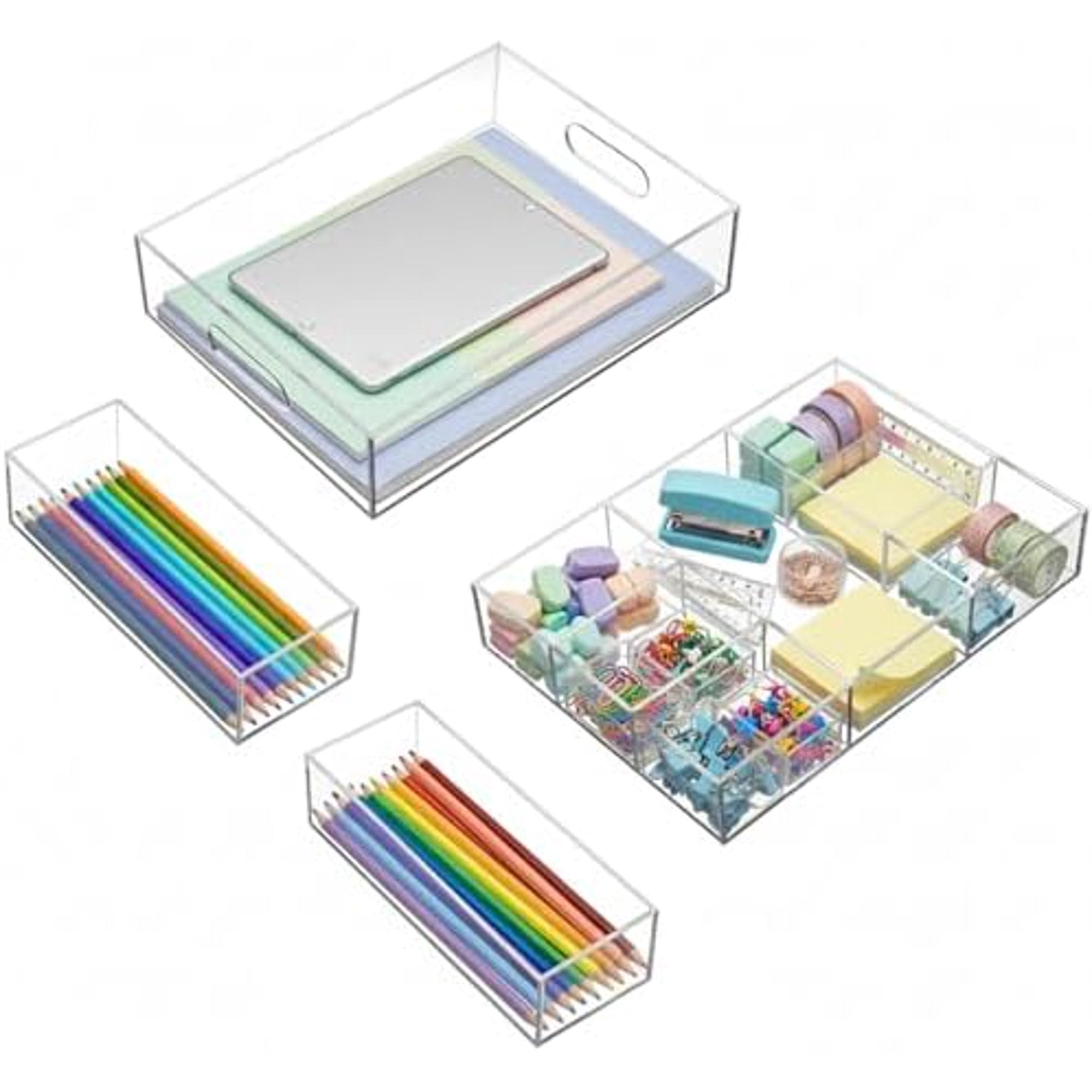 Clear Acrylic Desk Drawer Organizer Set 4 Pack G568