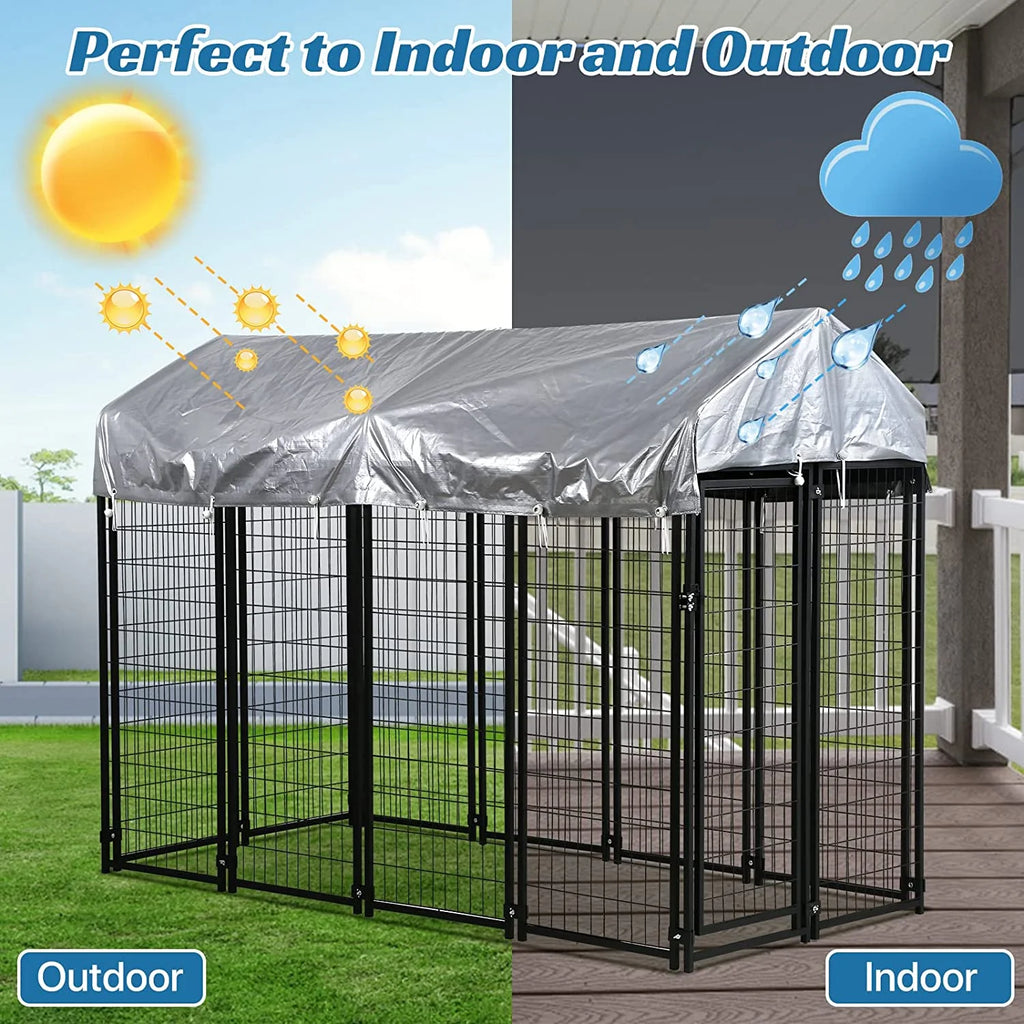 Extra Large Welded Wire Pet Playpen with UV Protection Waterproof Cover and Roof L148