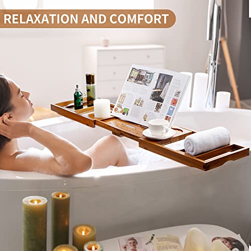 Teak Bathtub Tray with Expandable Handles X929023