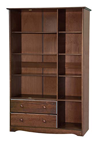 100% Solid Wood Armoire Wardrobe Closet, Java, 4 Shelves, 1 Clothing Rod, 2 Drawers, 1 Lock J694325