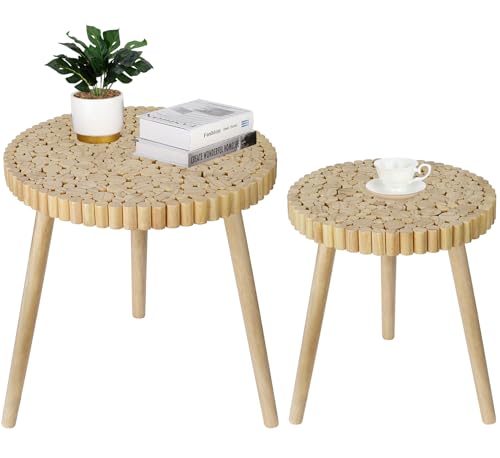 Black Small Round Rattan Side Table O463