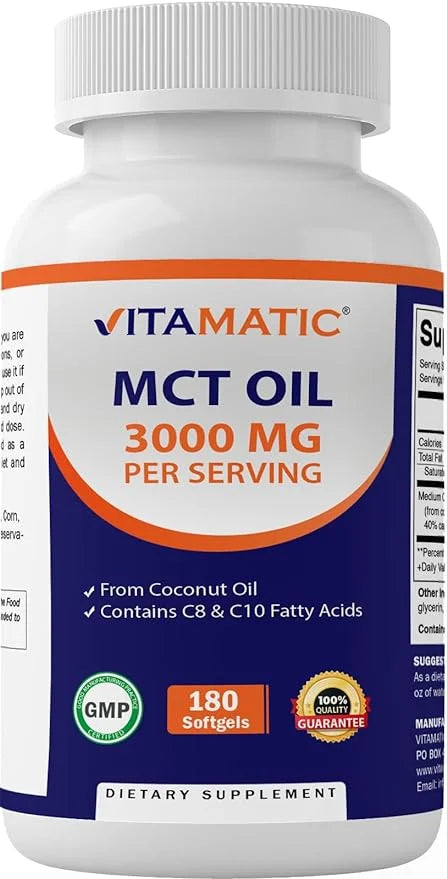 2 Packs MCT Oil Capsules 3000 mg per Serving 180 Softgels from Coconut Oil N53672