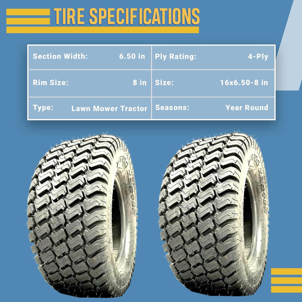 16x6.50-8 Lawn Tractor Turf Tire 4 Ply Rated B8166