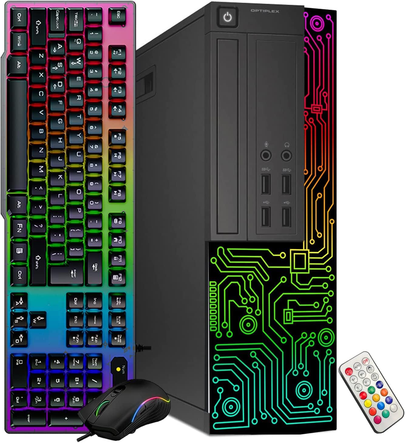 Small Desktop Computer with Quad Core Intel i5 3.2GHz 16GB DDR3 RAM 512GB SSD 24 Inch Monitor RGB Gaming Keyboard Mouse Windows 10 Pro P8547
