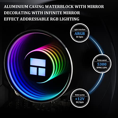 Black ARGB Water Cooling CPU Cooler with Double PWM Fans Y82336