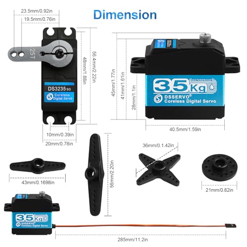 35KG High Torque Coreless Motor Servo Waterproof Metal Gear Digital Stainless Steel Gear Servo with 25T Servo Arm K9738