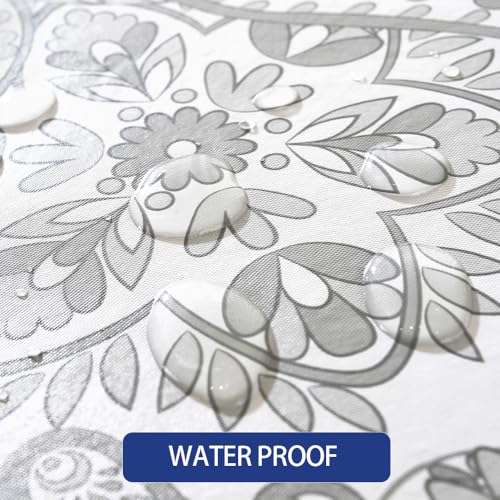 Blue 60x120 Inch Waterproof PVC Tablecloth with Flannel Backing I5377