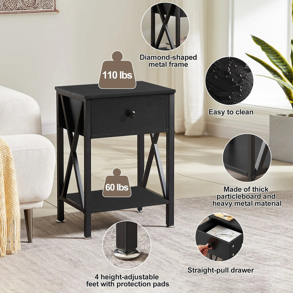 3-Piece Upholstered Bed Frame and 2 Nightstand V29285