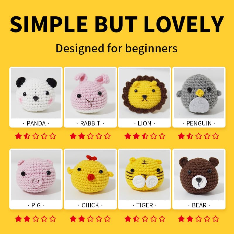 8 Packs Crochet Animal Kit for Beginners E883