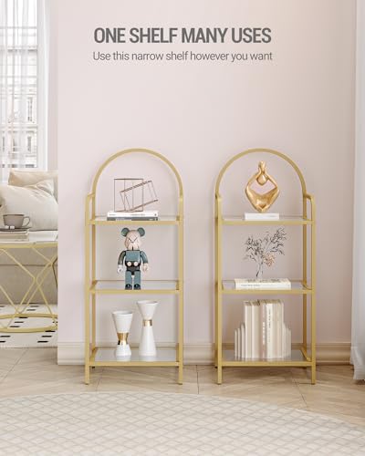 6 Tier Black Tempered Glass Steel Frame Bookcase Y66383