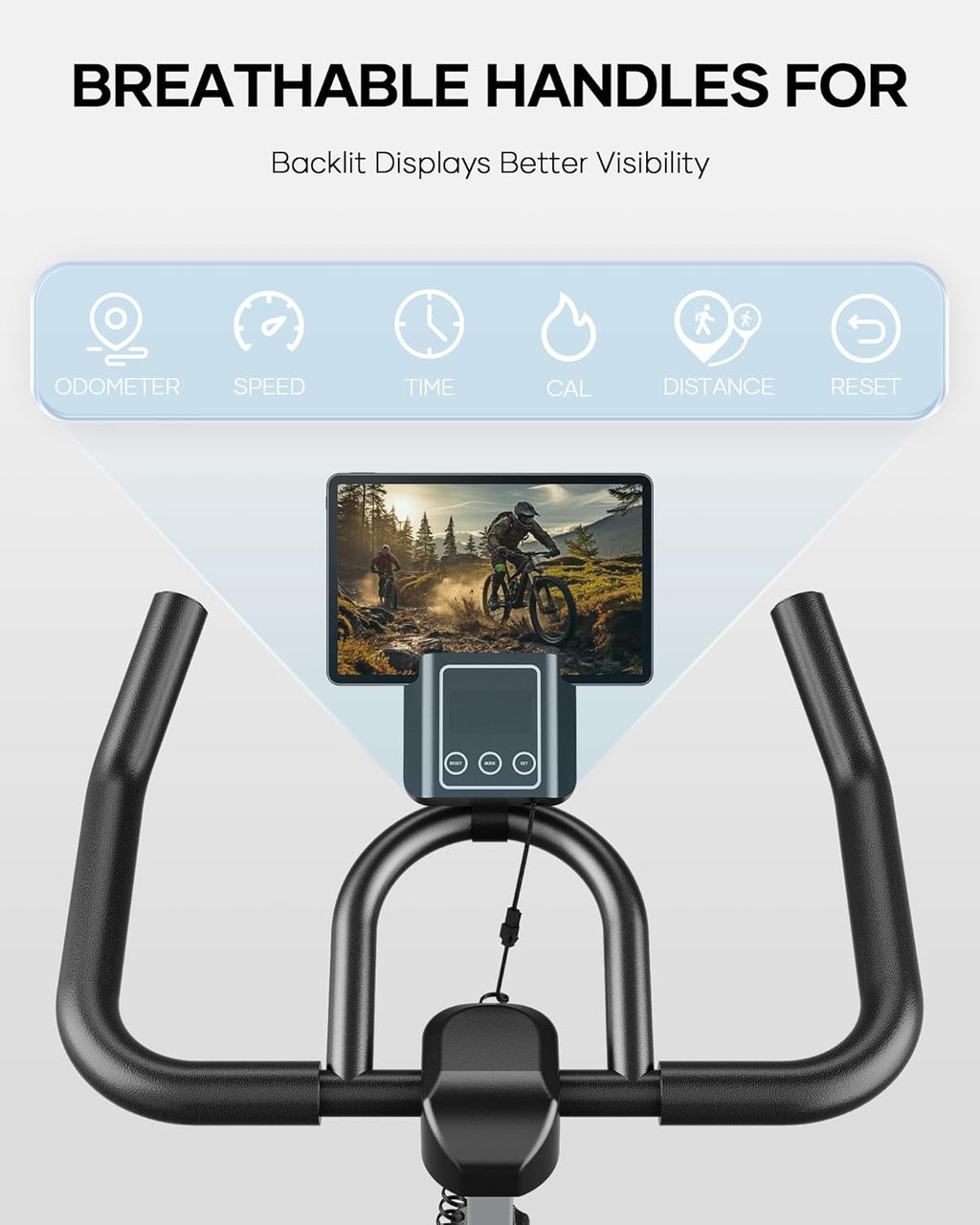 Indoor Cycling Bike with Resistance Seat Cushion LCD Monitor Belt Drive I38549