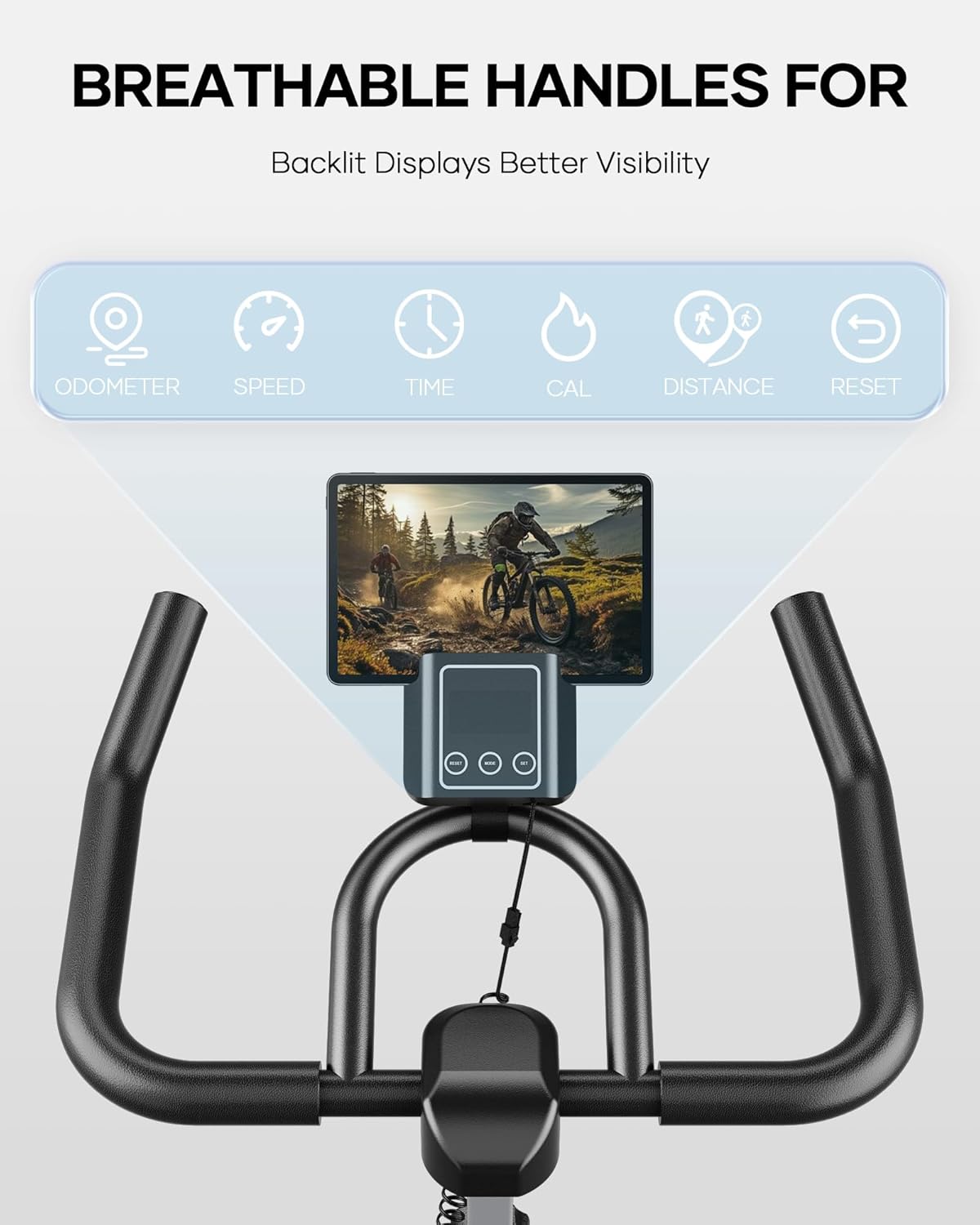 Indoor Cycling Bike with Resistance Seat Cushion LCD Monitor Belt Drive I38549
