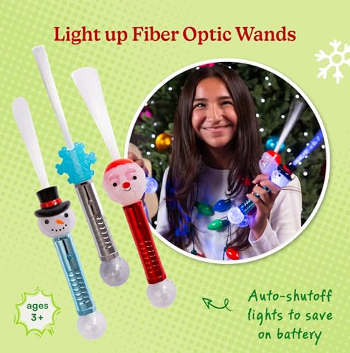 Christmas Fiber Optic Wands Light Up LED Holiday Toy 3 Pack Q844