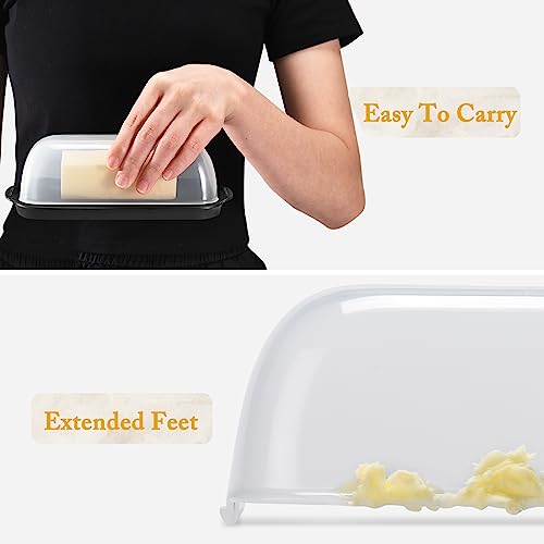 Butter Dish with Lid, Airtight Plastic Butter Keeper Tray A30872