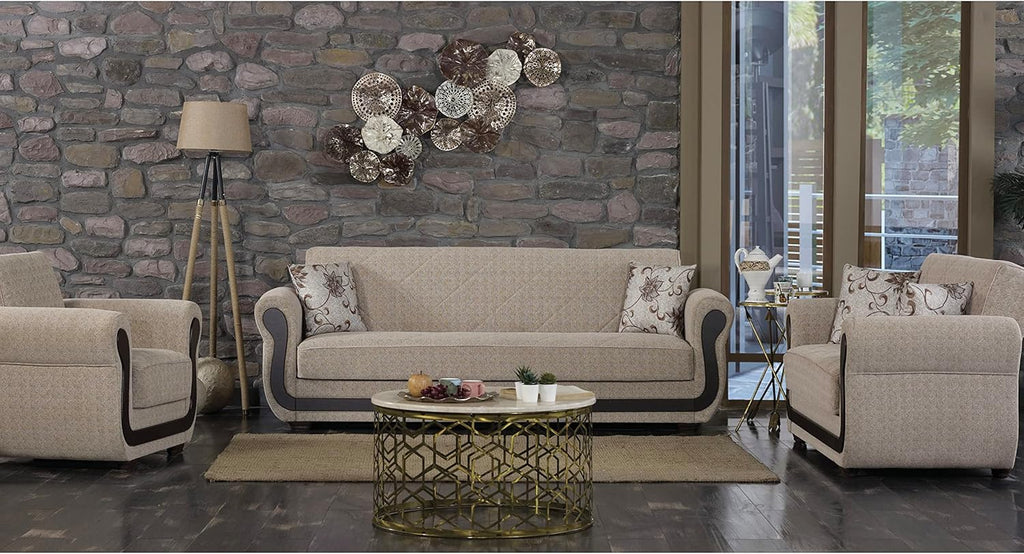 Beige Convertible Sleeper Chair with Storage B8517