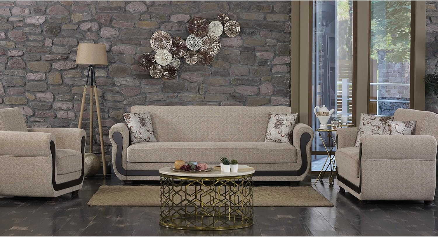 Beige Convertible Sleeper Chair with Storage B8517
