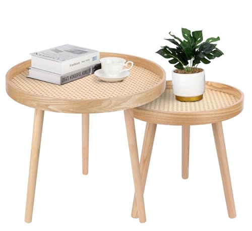 Black Small Round Rattan Side Table O463