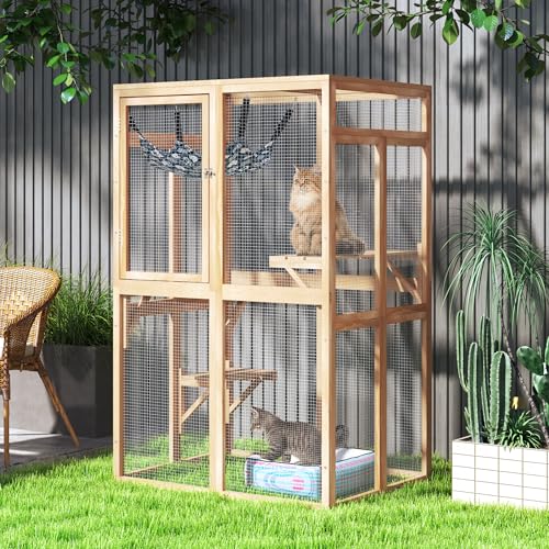 White Wooden Cat Enclosure with 3 Platforms A834