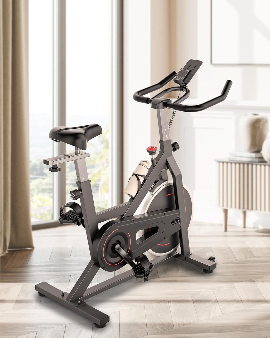 Indoor Cycling Bike with Resistance Seat Cushion LCD Monitor Belt Drive I38549