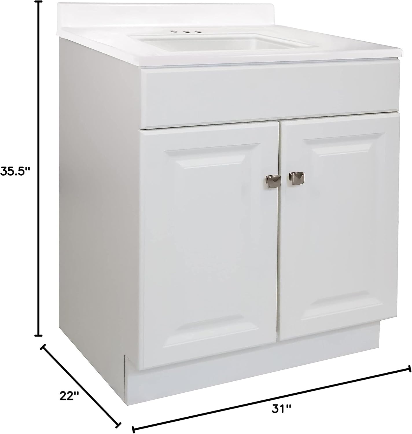 White 2-Door Bathroom Cultured Marble Vanity Top Y750073