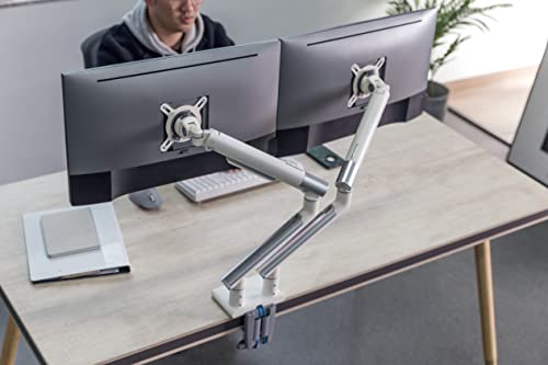 Dual Monitor Arm Mount Stand Desk Adjustable Full Motion VESA 17"-32" Display Grey Black N9234
