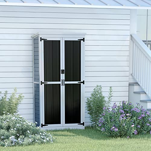 Outdoor Storage Cabinet Wood Metal Garden Shed 66" S468459
