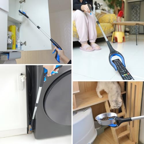 32" Foldable Reacher Grabber Tool with 360° Rotating Jaw & Magnet, Blue W130508