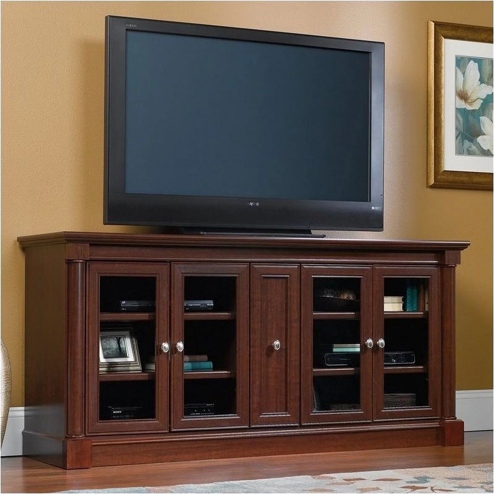 Cherry Entertainment Credenza with Cord Management T829924