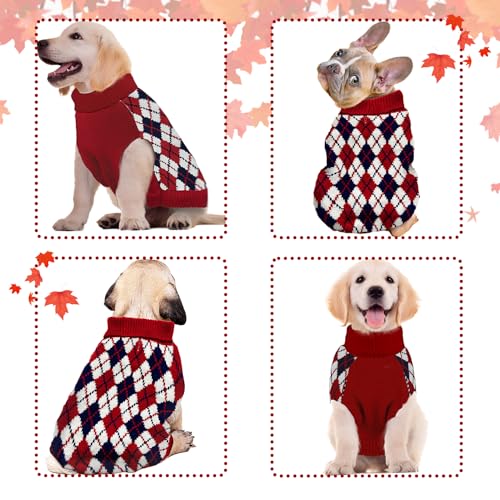 Red Argyle Knit Dog Sweater A62155