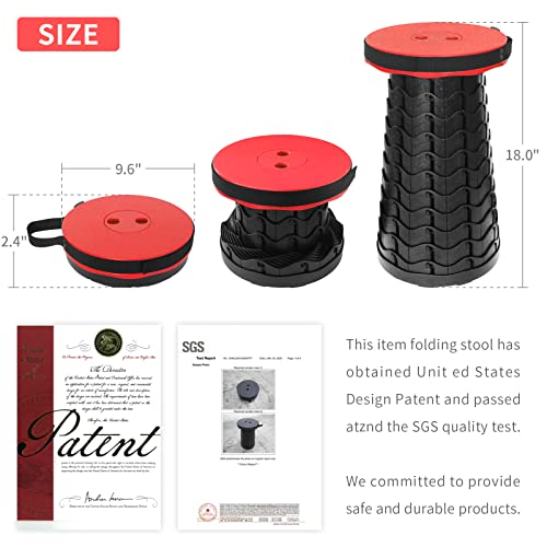 Portable Collapsible Telescoping Stool Lightweight Max Load 400lbs Retractable Folding Stool Black H155