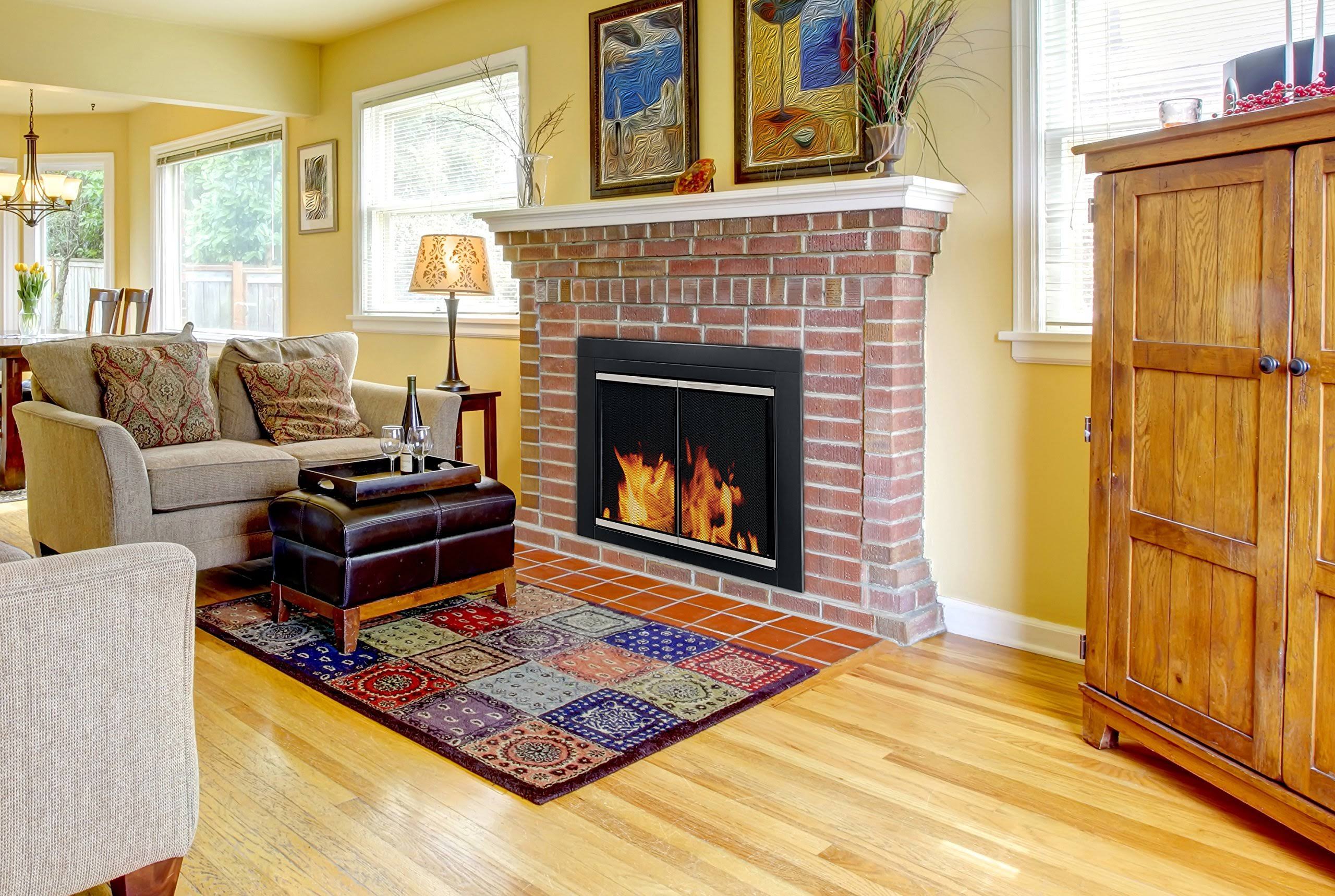 Black Small Fireplace Glass Door L937