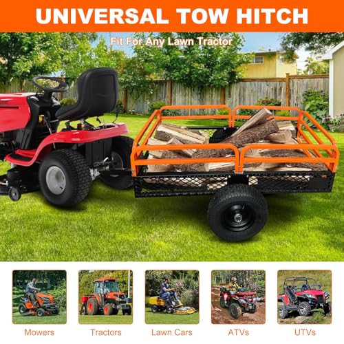 Heavy Duty Steel Dump Cart 1600LB Capacity with Dual Dumping Modes X2359