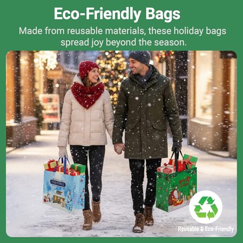 20 Pack Assorted Sizes Non-Woven Christmas Gift Bags with Handle C428