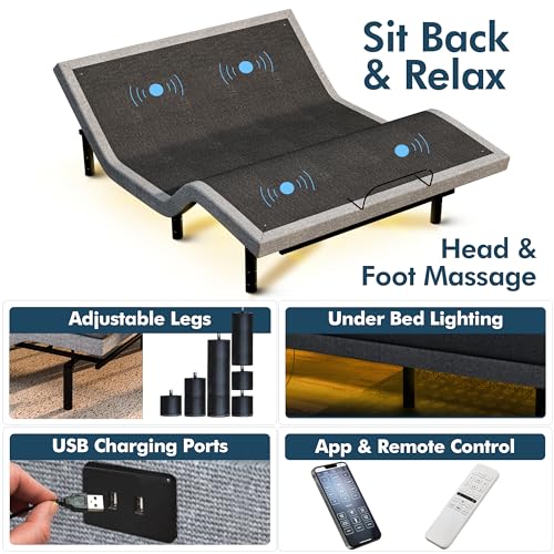 Split King Adjustable Bed Frame with Cooling Gel Mattress A713390