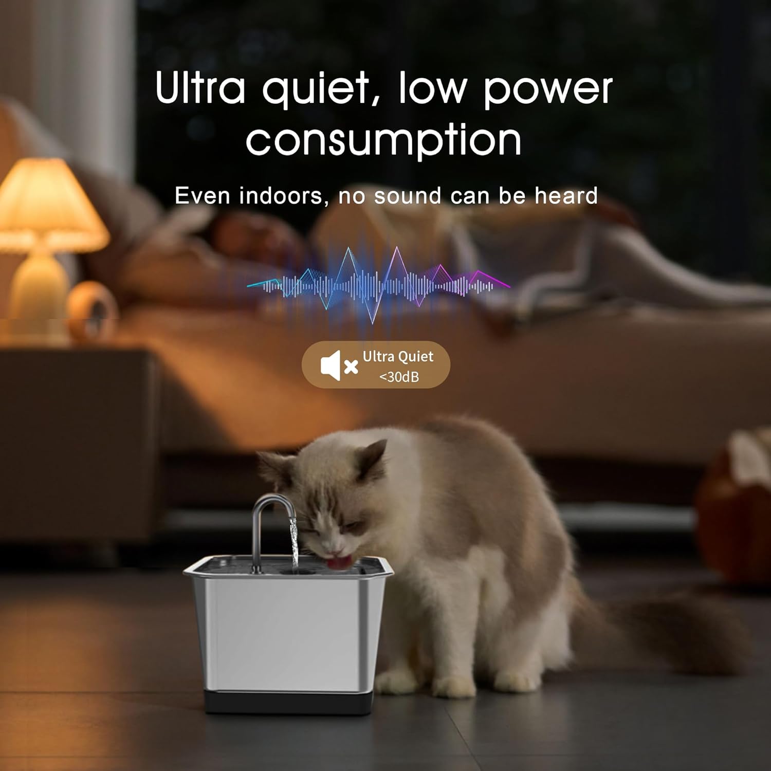 3.5L Stainless Steel Cat Water Fountain with Motion Sensor E4545