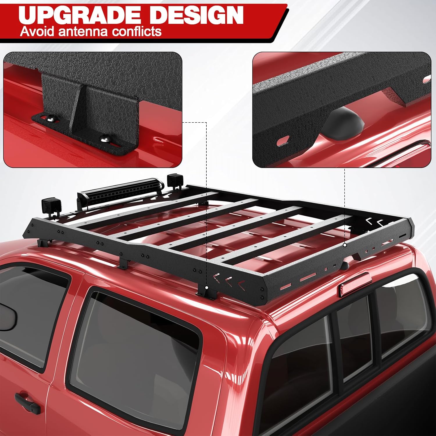 Heavy Duty Roof Rack Cargo Carrier with 2 LED Lights and 1 Light Bar G4706