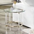 Clear Glass Round Side Table with Gold Rings J801728