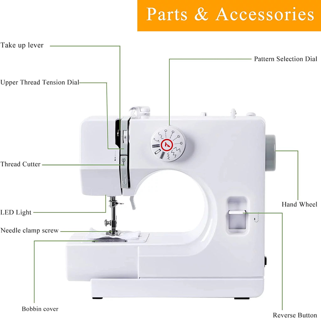 Portable Sewing Machine with 12 Built-In Stitches T25006
