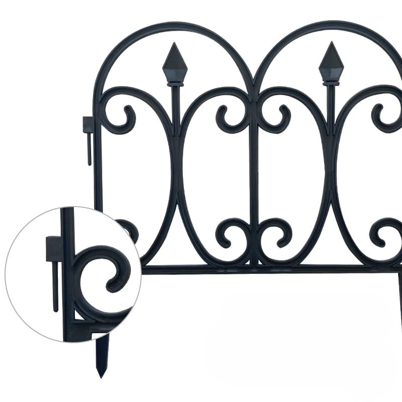 Black Plastic Garden Fence 13 inch High 10 Pack Q960760